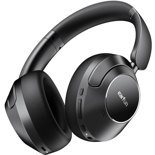 EarFun Wave Pro Active Noise Canceling Headphones, Wireless Over Ear Bluetooth Headphones, LDAC Hi-Res Sound, 5 Mics AI Clear Call, 80H Playtime, Multipoint Connection, Custom EQ, Silver Black - Image 1