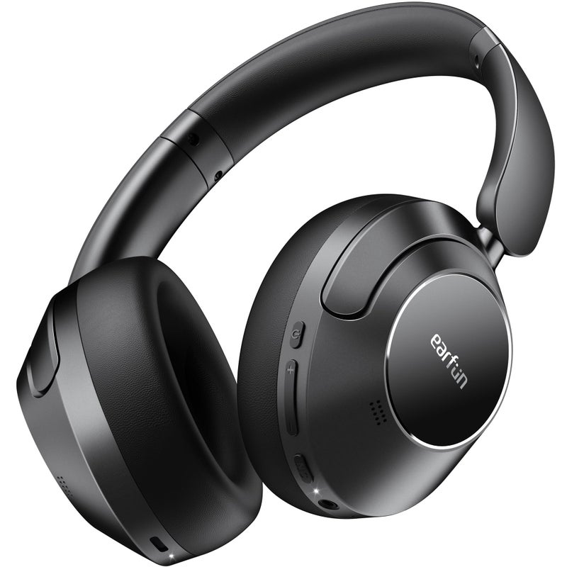 EarFun Wave Pro Active Noise Canceling Headphones, Wireless Over Ear Bluetooth Headphones, LDAC Hi-Res Sound, 5 Mics AI Clear Call, 80H Playtime, Multipoint Connection, Custom EQ, Silver Black - Image 3