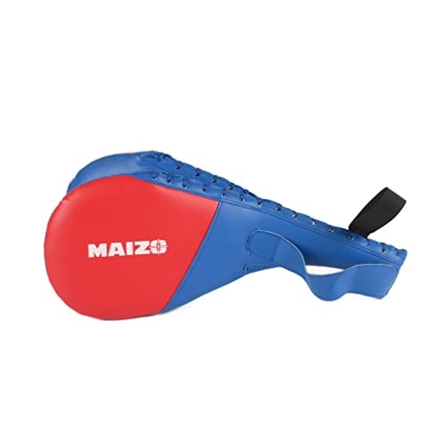 Maizo Synthetic Leather Double Kick Pad/Face Kicking Target/Clapper/Taekwondo/Karate/Kickboxing/Boxing/MMA/Mix Martial Art/Karate Training/Combat - Red Blue - Image 1