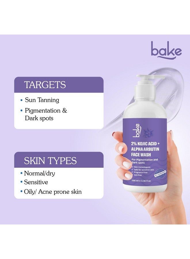BAKE 2% Kojic Acid Brightening Face Wash with Alpha Arbutin & Niacinamide | De-Tan Face Wash | For Pigmentation, Dark Spots & Tan Removal | Anti Pigmentation Daily Wash - 100ml - Image 4
