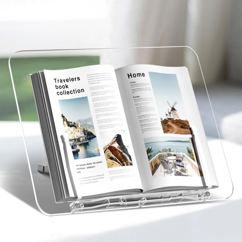 upergo Acrylic Book Stand Angle Adjustable Book Display StandFoldable Cookbook Stand Lightweight Book Holder for Magazines Laptop Recipe Textbook - Image 2