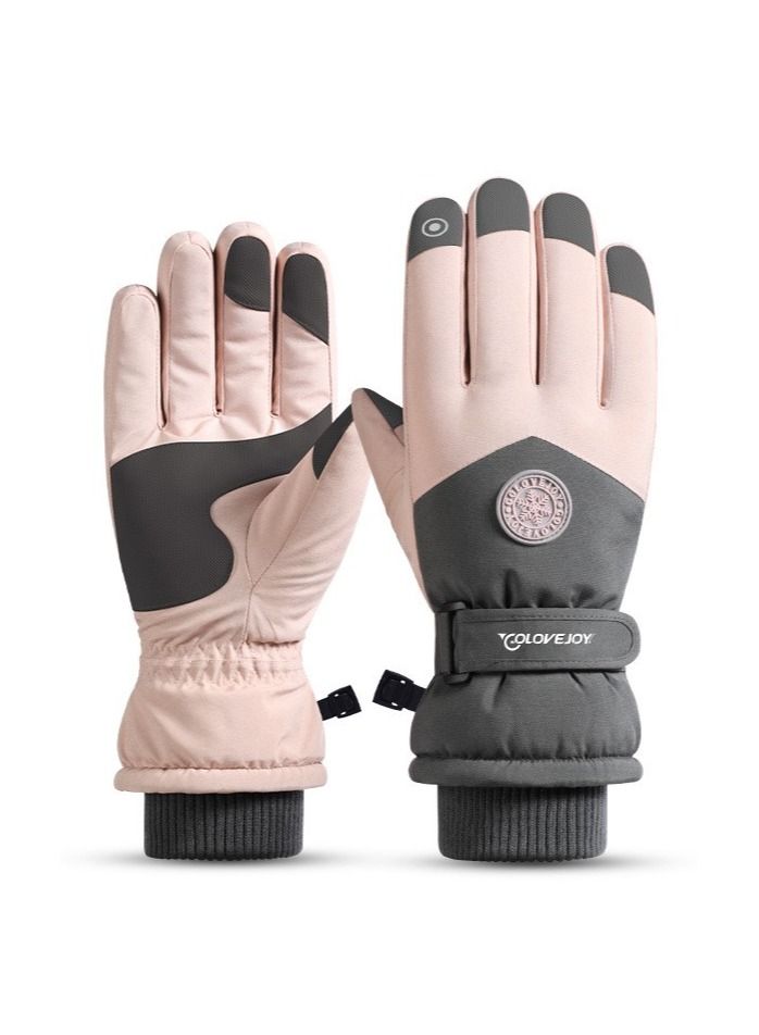 Golovejoy Outdoor Waterproof And Windproof Warm Cycling Plush Gloves Zipper In Winter