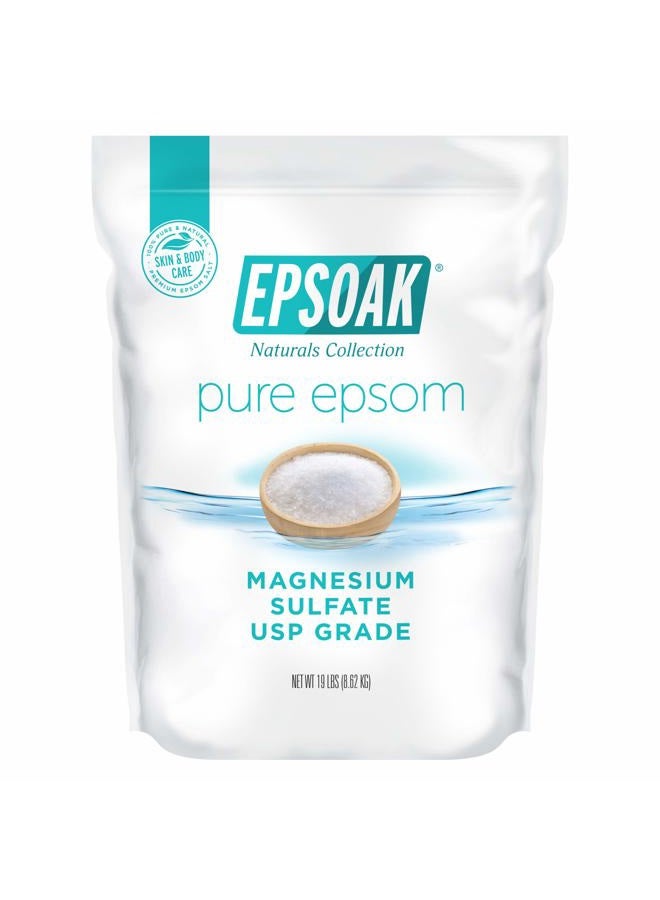 Epsoak Epsom Salt 19 lb. Magnesium Sulfate USP, Resealable Epsom Salt Bulk Bags Unscented, Made in The USA, Cruelty-Free Certified - Image 1
