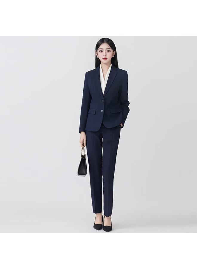 Teluoman Women's Professional Suit Set Long Sleeve Two-on Wrinkle-free Formal Interview Ol Blazer - Image 3