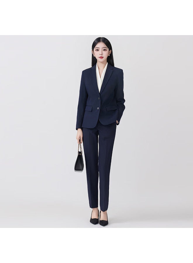 Teluoman Women's Professional Suit Set Long Sleeve Two-on Wrinkle-free Formal Interview Ol Blazer - Image 2