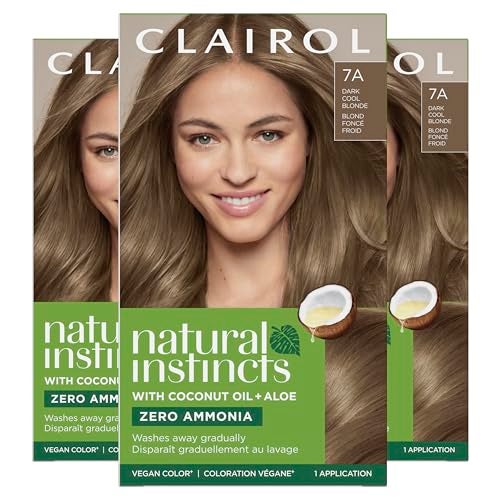 Clairol Natural Instincts DemiPermanent Hair Dye 7A Dark Cool Blonde AmmoniaFree Vegan Hair Color with Coconut Oil Aloe Vera Pack of 3 - Image 1