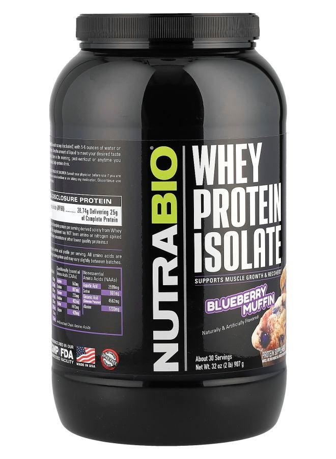 NutraBio Whey Protein Isolate Blueberry Muffin 2 lb (907 g) - Image 2