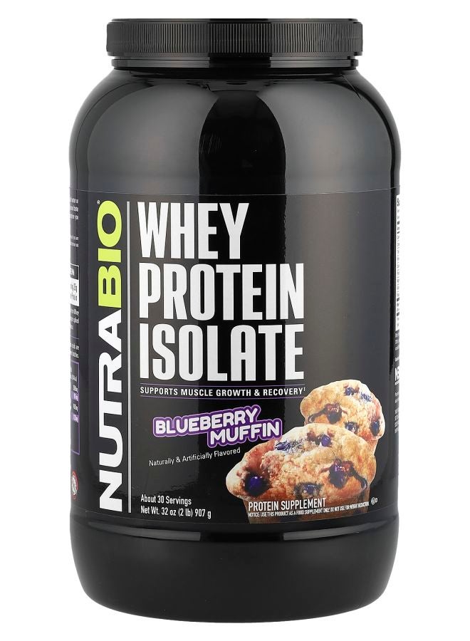 NutraBio Whey Protein Isolate Blueberry Muffin 2 lb (907 g) - Image 1