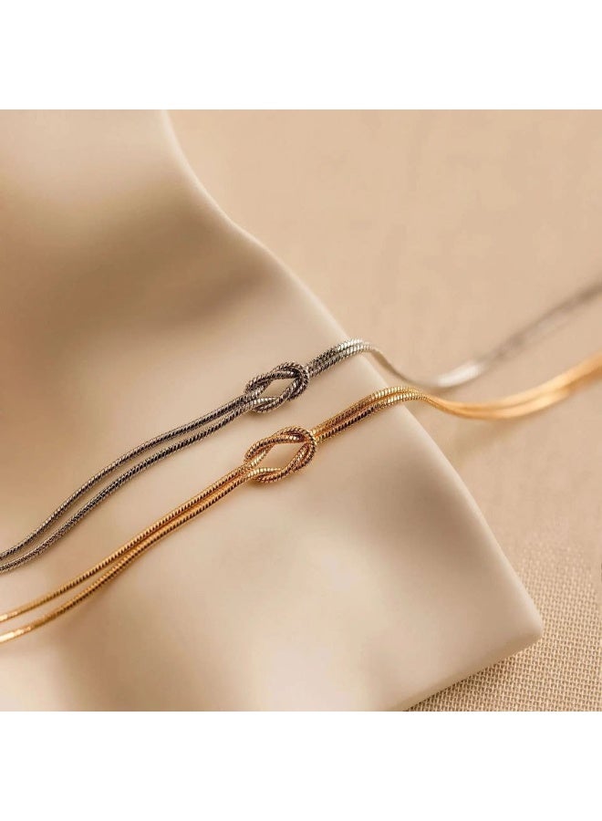 Men's and Women's Love Knot Bracelet Set - Elegant Gold and Silver Bracelet Expressing Bondage and Feelings - Perfect Gift for Couples and Lovers - Image 1