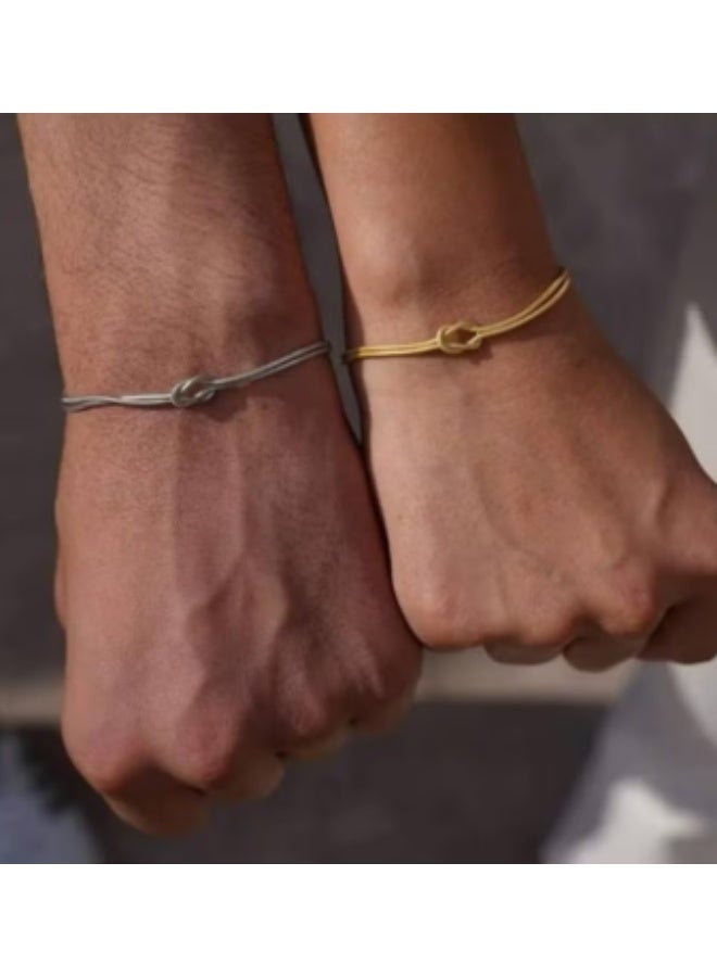 Men's and Women's Love Knot Bracelet Set - Elegant Gold and Silver Bracelet Expressing Bondage and Feelings - Perfect Gift for Couples and Lovers - Image 4