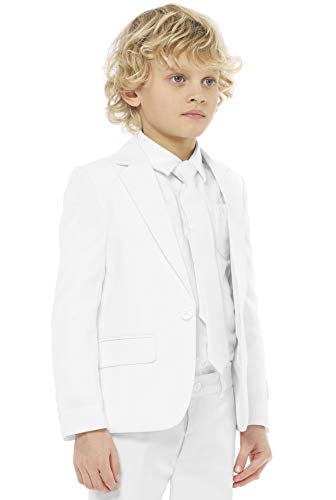Opposuits Solid Colored Suits for Boys - Outfits Come with Pants, Jacket and Tie, White Knight, 8Y - Image 4