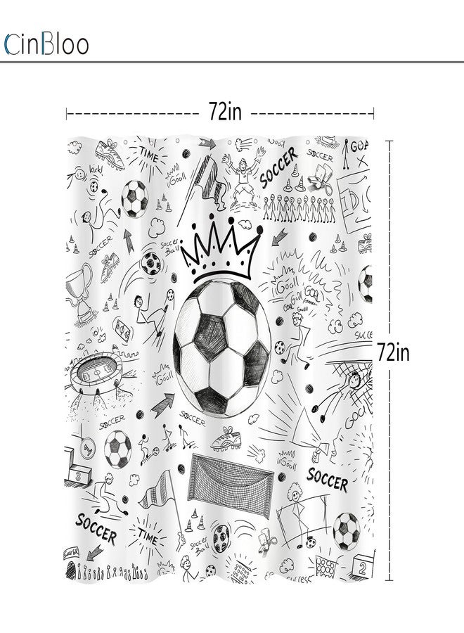 Cinbloo Soccer Sport 72Wx72H Shower Curtain Black Graffiti Doodle Football Boys Teens Funny Fun Sketch Stadium Unique Cool Aesthetic Elegant Bathroom Curtain Set Kids Bath Bathroom Accessories Decor - Image 5