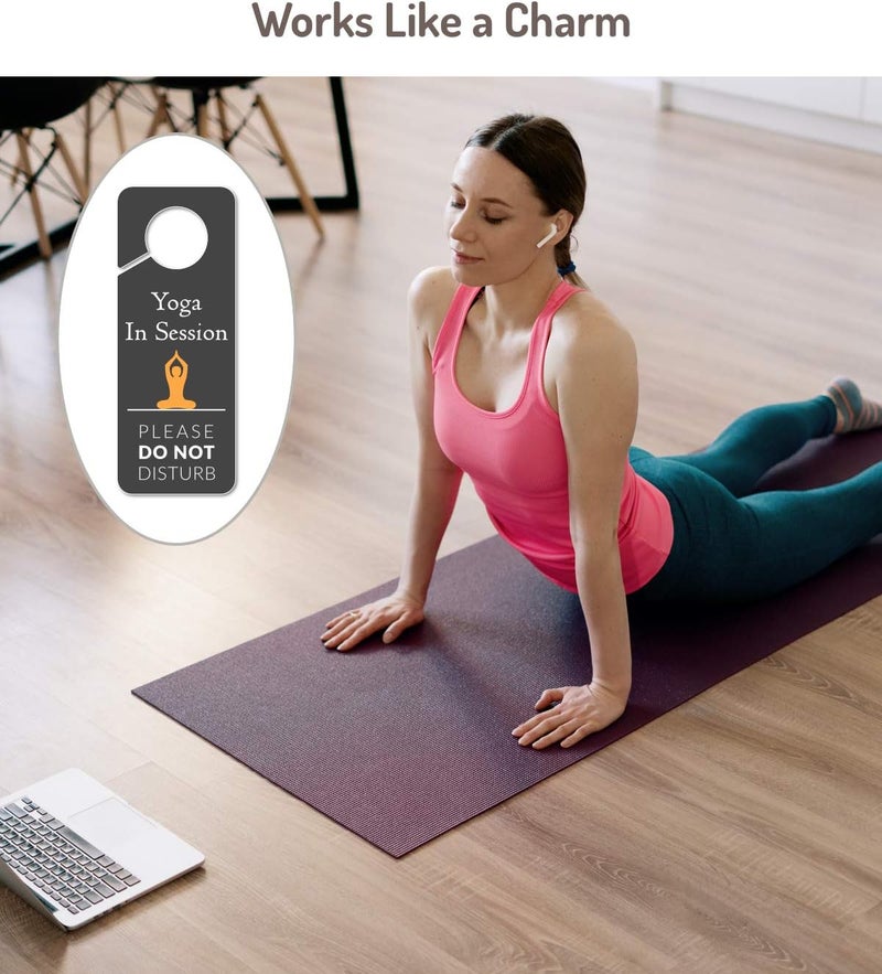 Fun-Plus Do Not Disturb Door Hanger Sign, 2 Pack, Please Do Not Disturb Sign, Yoga In Session - Image 4