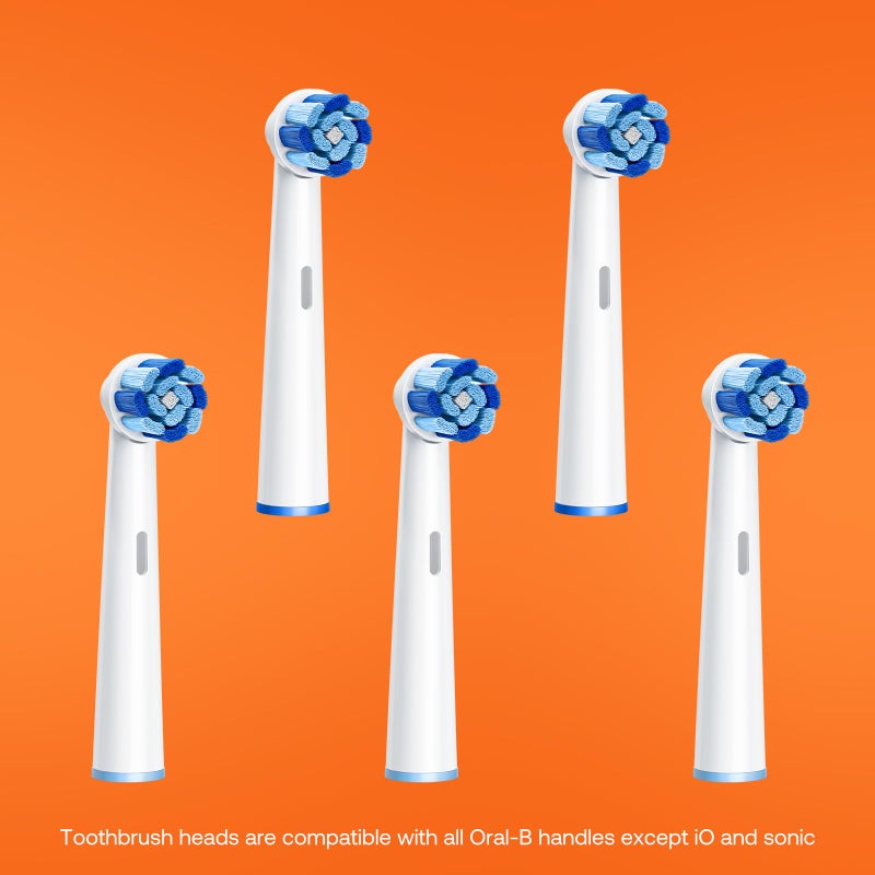 Bitvae Toothbrush Heads, R1 & R2 Round Toothbrush Replacement Heads Refill | Compatible with All Oral-B Braun Handles (Except iO and Sonic) | Pro 500/1000/1500/3000/5000/7000/7500/8000/R2/R1, 5 Count - Image 5