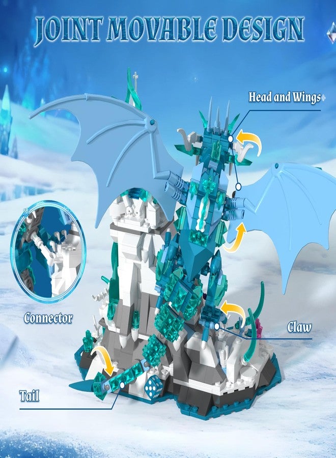 Brihappen Ice Dragon Castle Building Block Sets for Adults Teens 14+, Creative Ice Dragon Castle Building Toy, Fantasy Style Decor, Home Office Collect and Display Model Kit, Birthday Gifts (862 Pieces) - Image 4