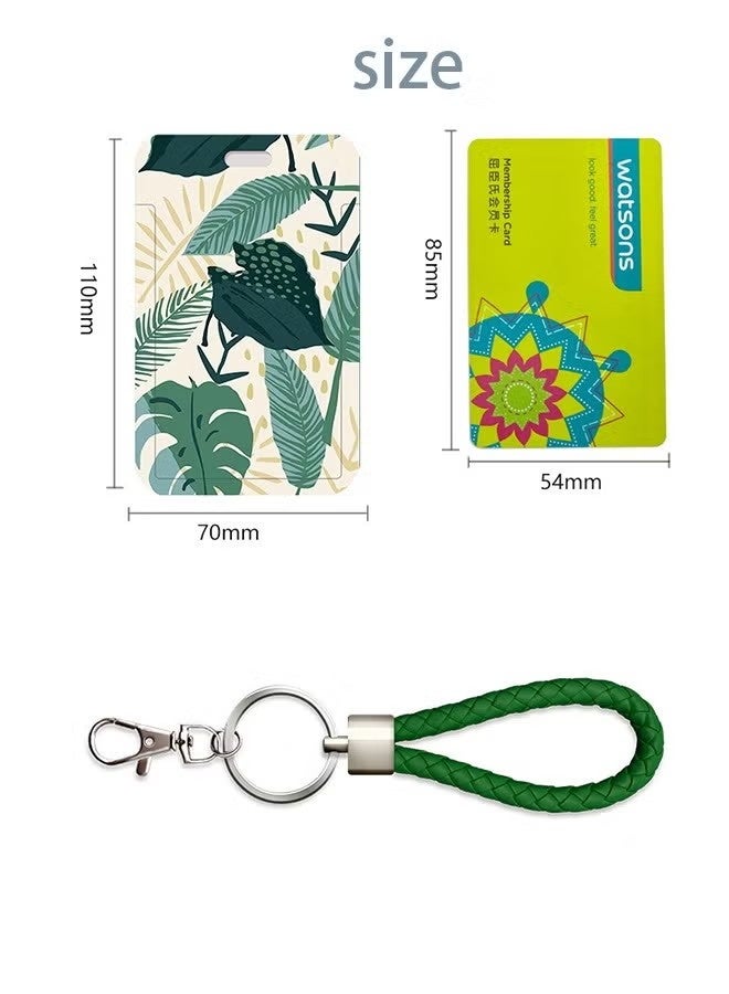 ID Badge Holder with keychain, for Women Kids Teacher Nurses Doctor Student（Plant Patterns） - Image 2