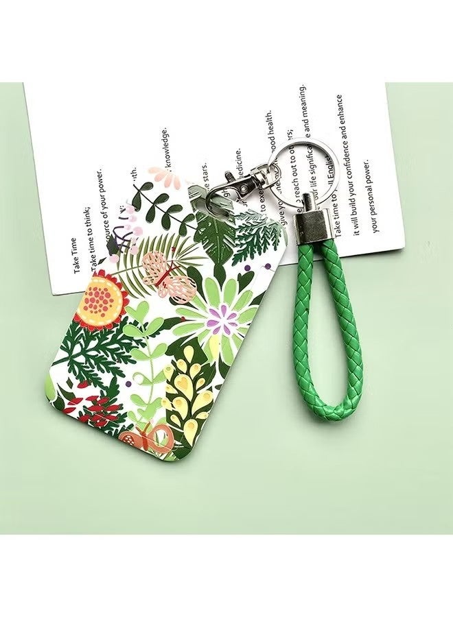ID Badge Holder with keychain, for Women Kids Teacher Nurses Doctor Student（Plant Patterns） - Image 1