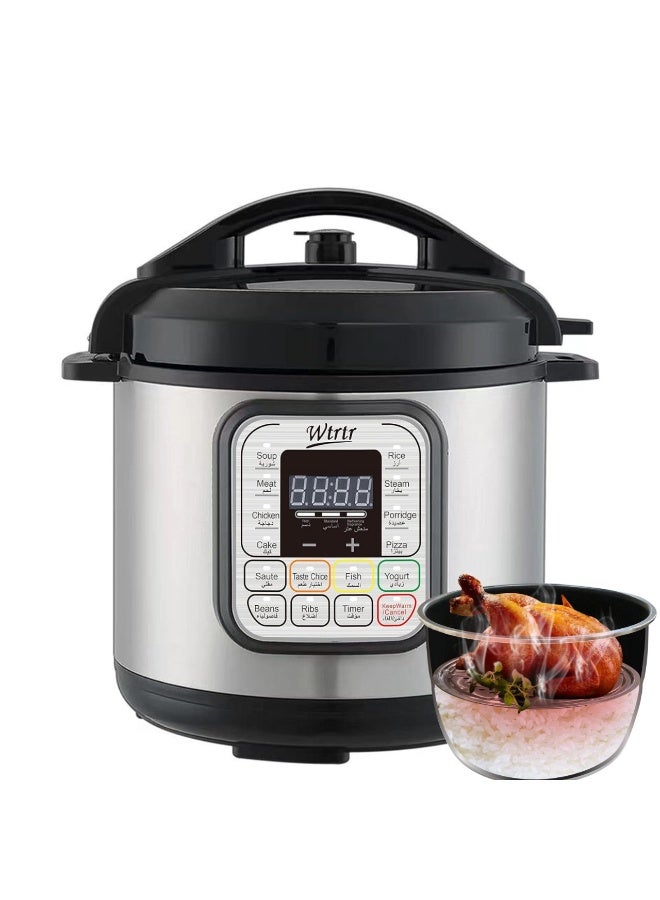 Wtrtr 13L 2000W. stainless steel electric pressure cooker, Slow, Rice Cooker, Yogurt, Cake Maker,Steamer and Warmer, Silver.perfect for larger families (13L) - Image 1