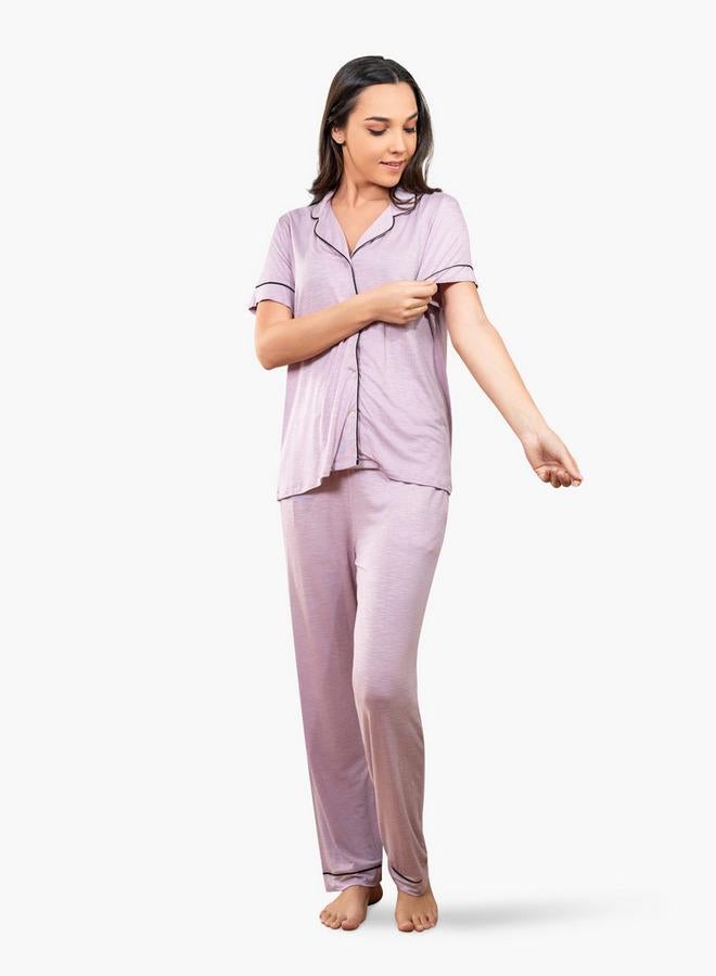Aadaraya Collared Shirt and Pyjama Set - Image 1