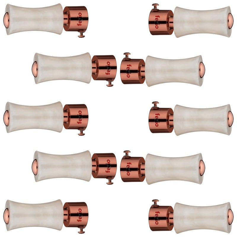 FERIO FERIO Heavy Duty Aluminium Artistic Curtain Finials Without Holder Antique Curtain Brackets Set of 10 Without Curtain Rod Support Metal Curtain Pipe End for Curtain Pack of 10 White Rose Gold - Image 1