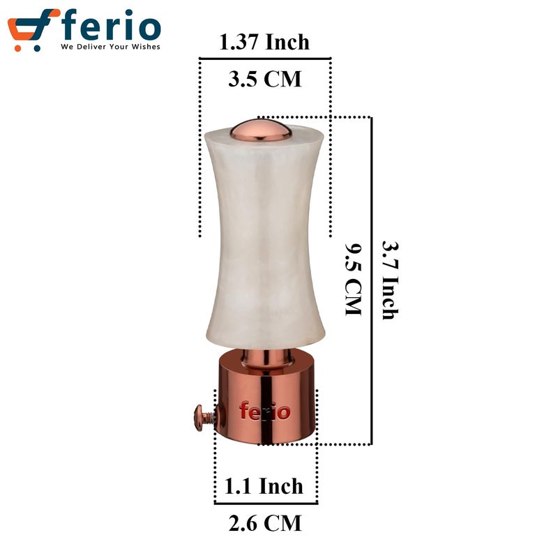 FERIO FERIO Heavy Duty Aluminium Artistic Curtain Finials Without Holder Antique Curtain Brackets Set of 10 Without Curtain Rod Support Metal Curtain Pipe End for Curtain Pack of 10 White Rose Gold - Image 2