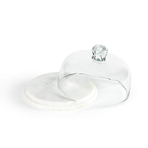 Ellementry Baker'S Glass & Marble Cloche|Cake Stand with Dome|Cupcake & Pastry Stand |Glass Dome for Home Kitchen Baking | Functional Cake Container & Serving Platter| Serving Cake Plate with Dome Lid - Image 3
