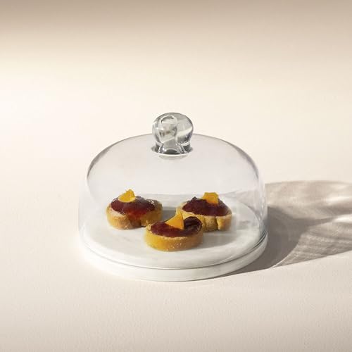 Ellementry Baker'S Glass & Marble Cloche|Cake Stand with Dome|Cupcake & Pastry Stand |Glass Dome for Home Kitchen Baking | Functional Cake Container & Serving Platter| Serving Cake Plate with Dome Lid - Image 5
