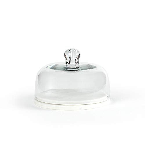 Ellementry Baker'S Glass & Marble Cloche|Cake Stand with Dome|Cupcake & Pastry Stand |Glass Dome for Home Kitchen Baking | Functional Cake Container & Serving Platter| Serving Cake Plate with Dome Lid - Image 2