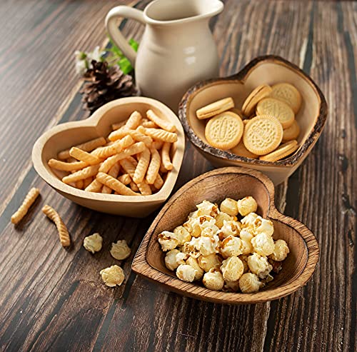 WitnyStore Heart Shaped Wood Bowl 6" Brown Handcrafted Wooden Bowls Collectible Functional Serving Tray Dish Plate Hand Made Decorative Tableware for Candy Nuts Dessert Fruit Home Décor Accents Gifts - Image 5