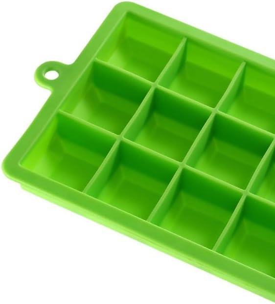 UREVO 2-Pack Food Grade Silicone Ice Cube Trays with Lids - Easy-to-Remove 24 Cube Molds (Blue and Green) - Image 5