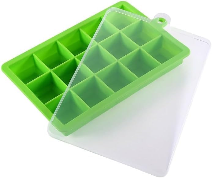 UREVO 2-Pack Food Grade Silicone Ice Cube Trays with Lids - Easy-to-Remove 24 Cube Molds (Blue and Green) - Image 3