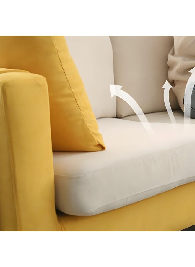 Comfynest Fabric Loveseat with Square Arms and Bolster Pillows in a Modernist Style (Dark Blue) - Image 4