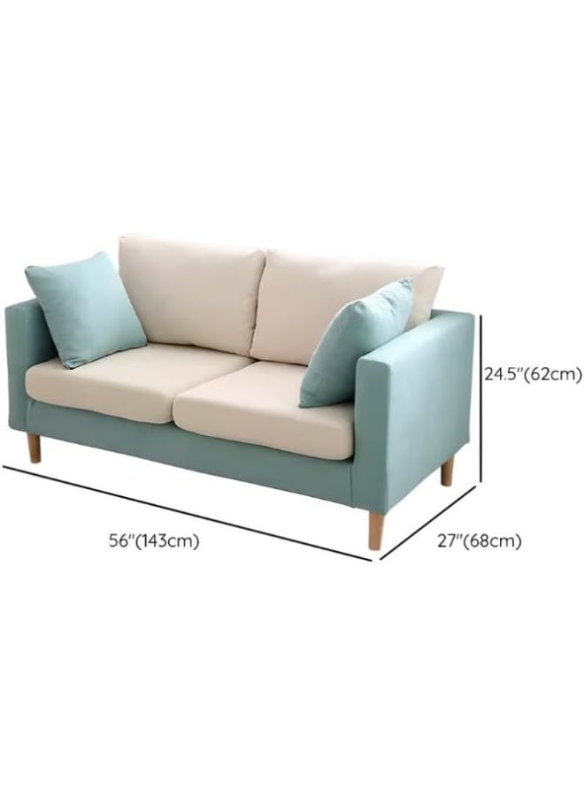 Comfynest Fabric Loveseat with Square Arms and Bolster Pillows in a Modernist Style (Dark Blue) - Image 2