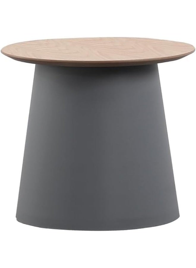 Daamudi KAI Round Table, Minimalist Center Table or Coffee Table for Home & Office, Low Sofa Side Table, End Table, Couch TeaTable for Living Room, Bedroom or Office Space (GREY, SMALL)