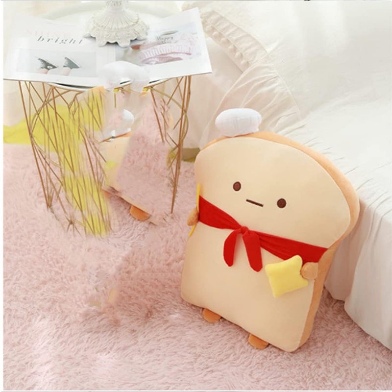OUKEYI 18.9'' Toast Baguette Plush Pillow, Bread Shape Plush Toy Hugging Pillow with Red Scarf,Soft Toast Food Sofa Cushion for Home Decor,Funny Gift Plush Stuffed Hugging Toy for Kids - Image 3