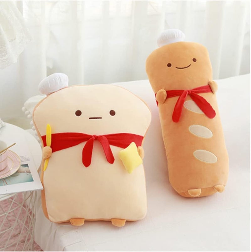 OUKEYI 18.9'' Toast Baguette Plush Pillow, Bread Shape Plush Toy Hugging Pillow with Red Scarf,Soft Toast Food Sofa Cushion for Home Decor,Funny Gift Plush Stuffed Hugging Toy for Kids - Image 4