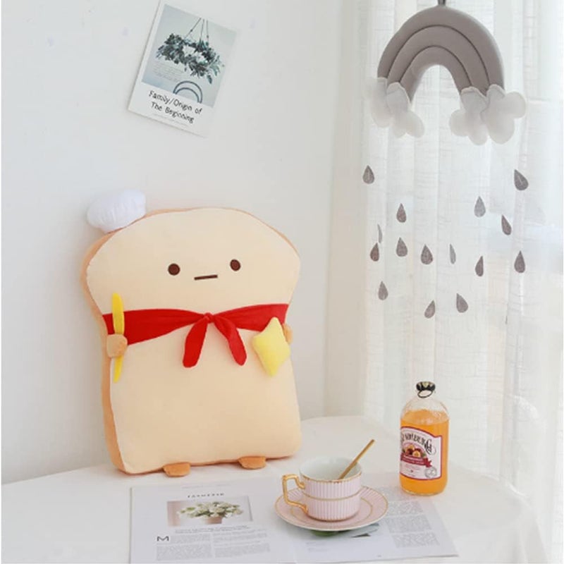 OUKEYI 18.9'' Toast Baguette Plush Pillow, Bread Shape Plush Toy Hugging Pillow with Red Scarf,Soft Toast Food Sofa Cushion for Home Decor,Funny Gift Plush Stuffed Hugging Toy for Kids - Image 2