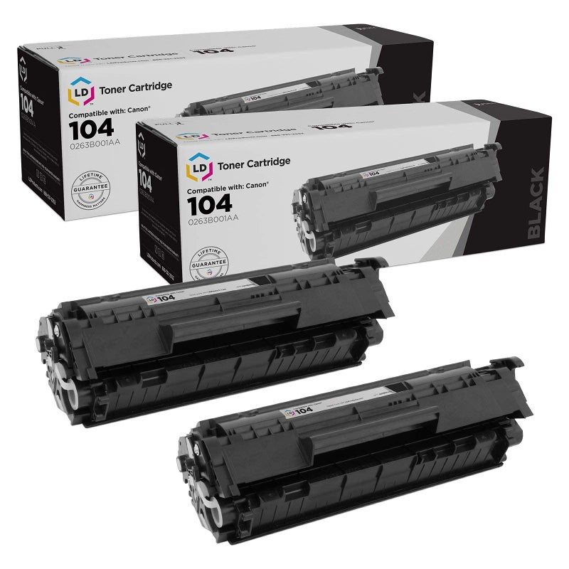 LD Products Compatible Toner Cartridge Replacement for (2-Pack, Black) Canon 104 0263B001AA Works with L120 L140 L90 D420 D480 MF4150 MF4270 MF4350d - Image 1