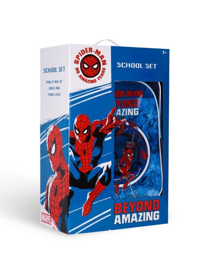 Marvel Spider-Man Classics 3in1 3D Cartoon Backpack Large Capacity Trolley School Bag With Lunch Bag & Pencil Bag Water Resistant, Perfect for Kids Ages 3-8  - Image 2