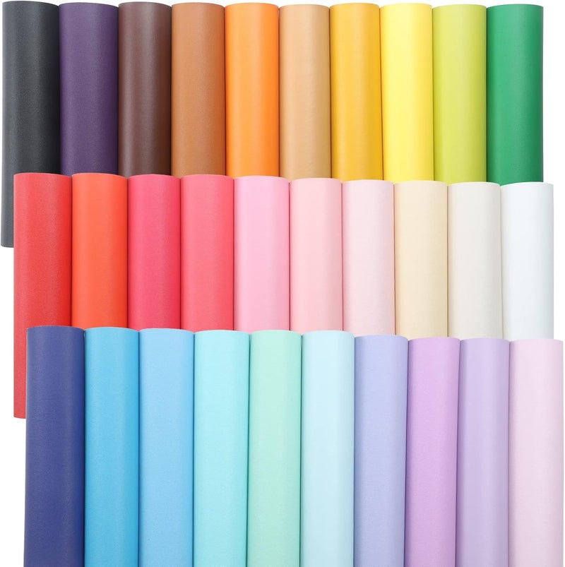 CDY Smooth Faux Leather Sheets : 30Pcs/Set 8.2" x 6"Pastel Colors Leather Fabric Sheets Suitable for Making Bows, Leather Earrings, Hair Accessories DIY Projects (Smooth 30Pcs) - Image 1