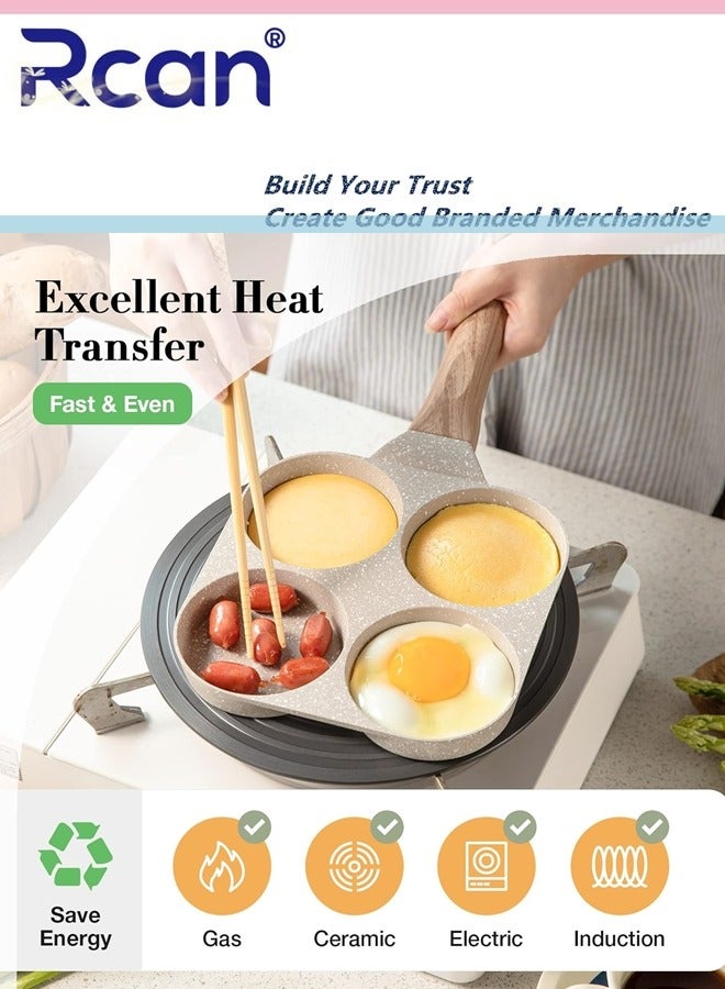 Rcan Egg Pan Omelette Pan 4-Cup Nonstick Granite Omelette Skillet Pancake Pan and Healthy Egg Cooker Suitable for Gas Stove andInduction Cookware  - Image 2
