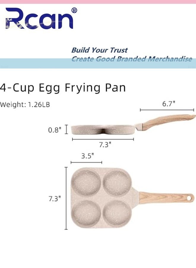 Rcan Egg Pan Omelette Pan 4-Cup Nonstick Granite Omelette Skillet Pancake Pan and Healthy Egg Cooker Suitable for Gas Stove andInduction Cookware  - Image 4