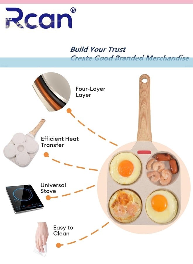 Rcan Egg Pan Omelette Pan 4-Cup Nonstick Granite Omelette Skillet Pancake Pan and Healthy Egg Cooker Suitable for Gas Stove andInduction Cookware  - Image 5