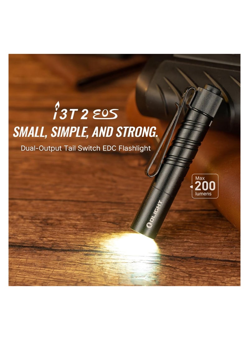 OLIGHT I3T 2 edc Pocket Small Flashlight, Slim Flashlight, 200 lumens Torch with Strong Clip,IPX8 Waterproof Mini Flashlight for Emergency, Outdoor, Dog Walking (Black) - Image 4