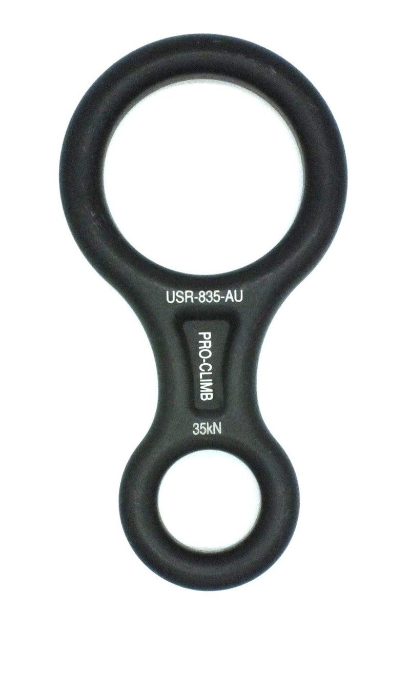 ProClimb 35 kN Fall Rescue Figure 8 Aluminum Descender Rigging Plate Heavy Duty Belay Device (Silver) - Image 1