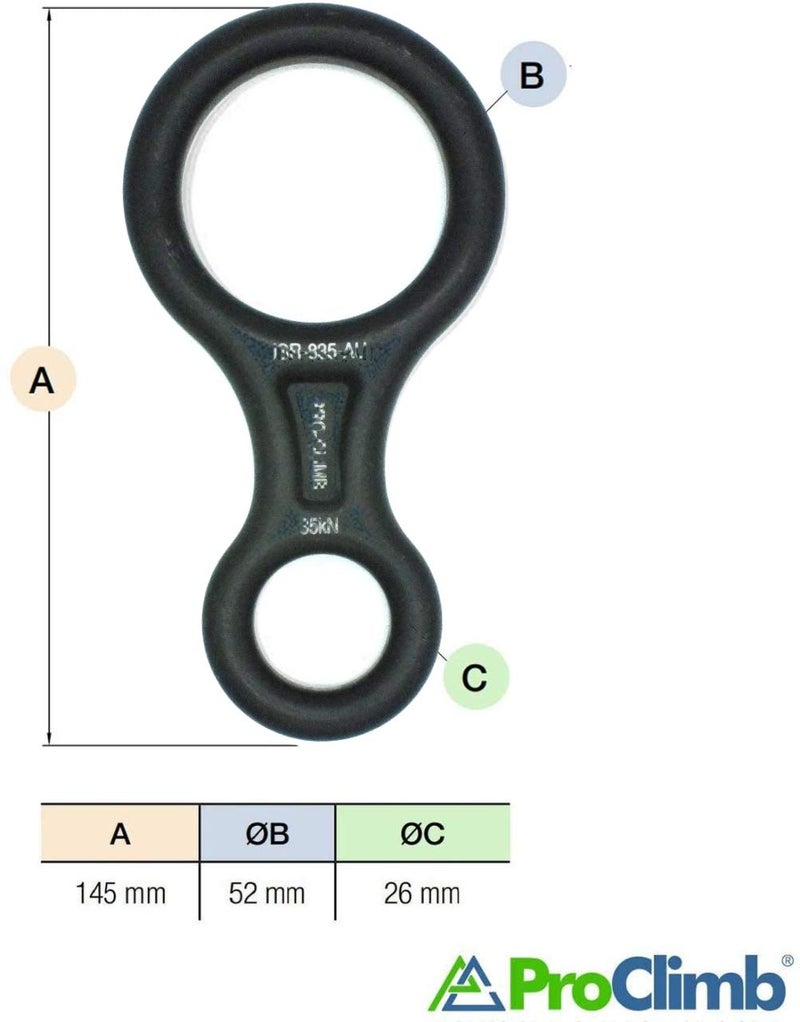 ProClimb 35 kN Fall Rescue Figure 8 Aluminum Descender Rigging Plate Heavy Duty Belay Device (Silver) - Image 5