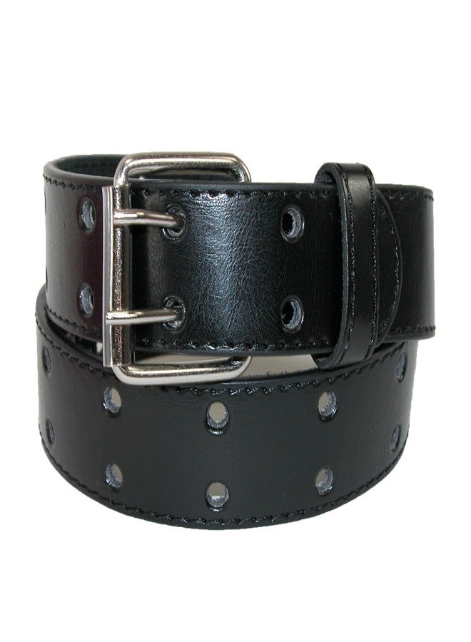 CTM Kids' 1 Inch Wide Leather Two Hole Jean Belt, Xlarge, Black - Image 1