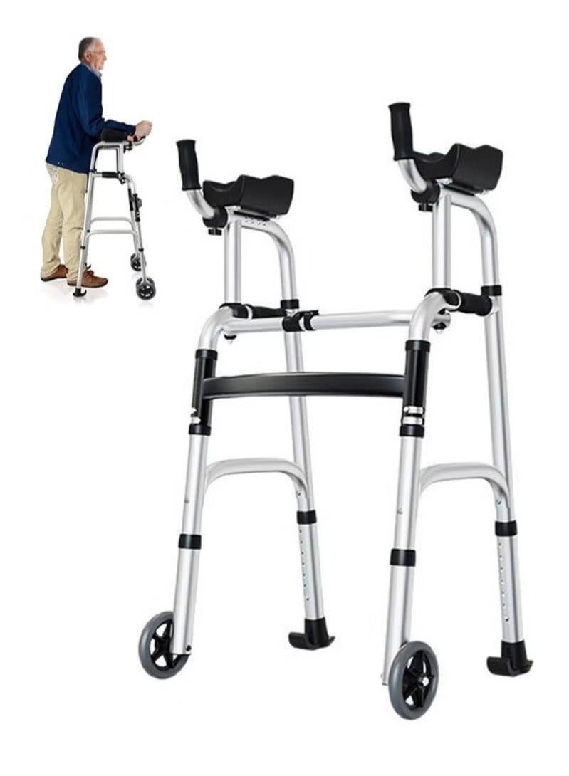 والالا مشاية قابلة للطي متينة بوزن 200 كجم - أداة مساعدة خفيفة الوزن من الألومنيوم بعجلات 5 بوصات ومقعد قابل للإزالة | مشاية منصة قابلة للتعديل لكبار السن والمعاقين وذوي الاحتياجات الخاصة (تصميم قابل للطي) - Image 1