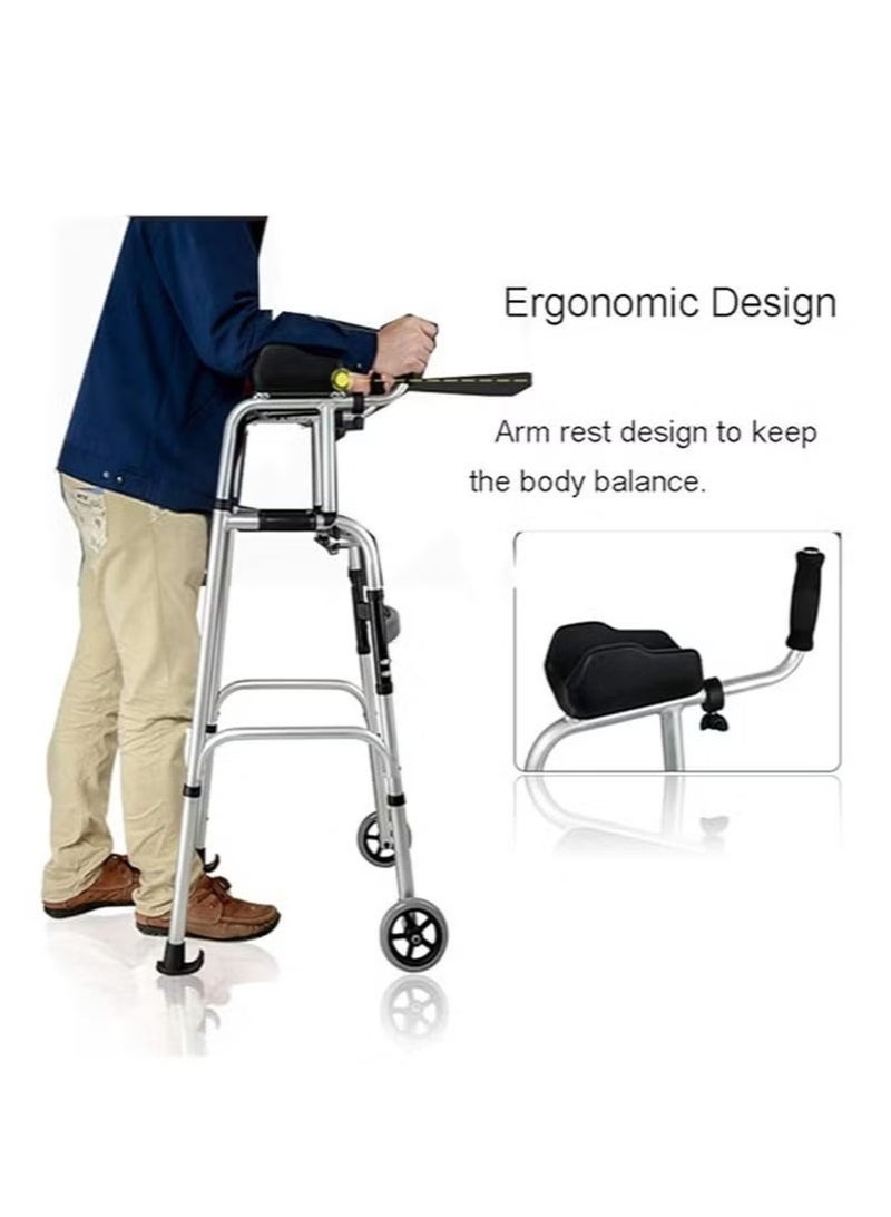 والالا مشاية قابلة للطي متينة بوزن 200 كجم - أداة مساعدة خفيفة الوزن من الألومنيوم بعجلات 5 بوصات ومقعد قابل للإزالة | مشاية منصة قابلة للتعديل لكبار السن والمعاقين وذوي الاحتياجات الخاصة (تصميم قابل للطي) - Image 3