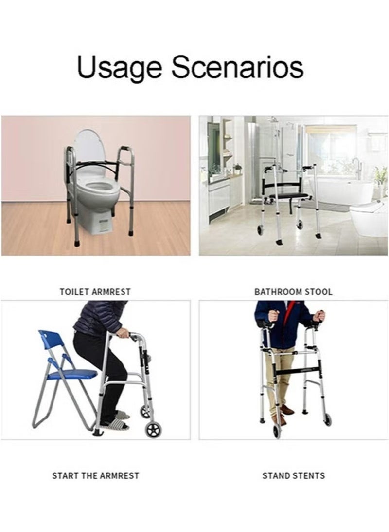 والالا مشاية قابلة للطي متينة بوزن 200 كجم - أداة مساعدة خفيفة الوزن من الألومنيوم بعجلات 5 بوصات ومقعد قابل للإزالة | مشاية منصة قابلة للتعديل لكبار السن والمعاقين وذوي الاحتياجات الخاصة (تصميم قابل للطي) - Image 5